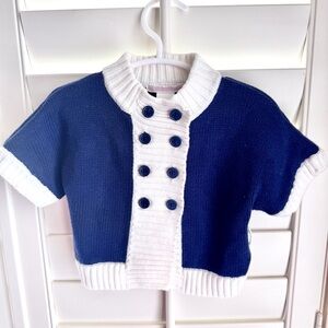 Janie and Jack Baby 3–6M Navy and White Knit Short Sleeve Cardigan Sweater